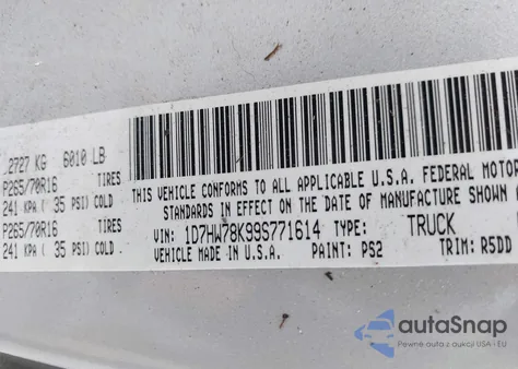 2009 Dodge Dakota Trx из США, поврежденный, VIN 1D7HW78K99S771614